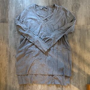 Gray V-Neck Women's Top